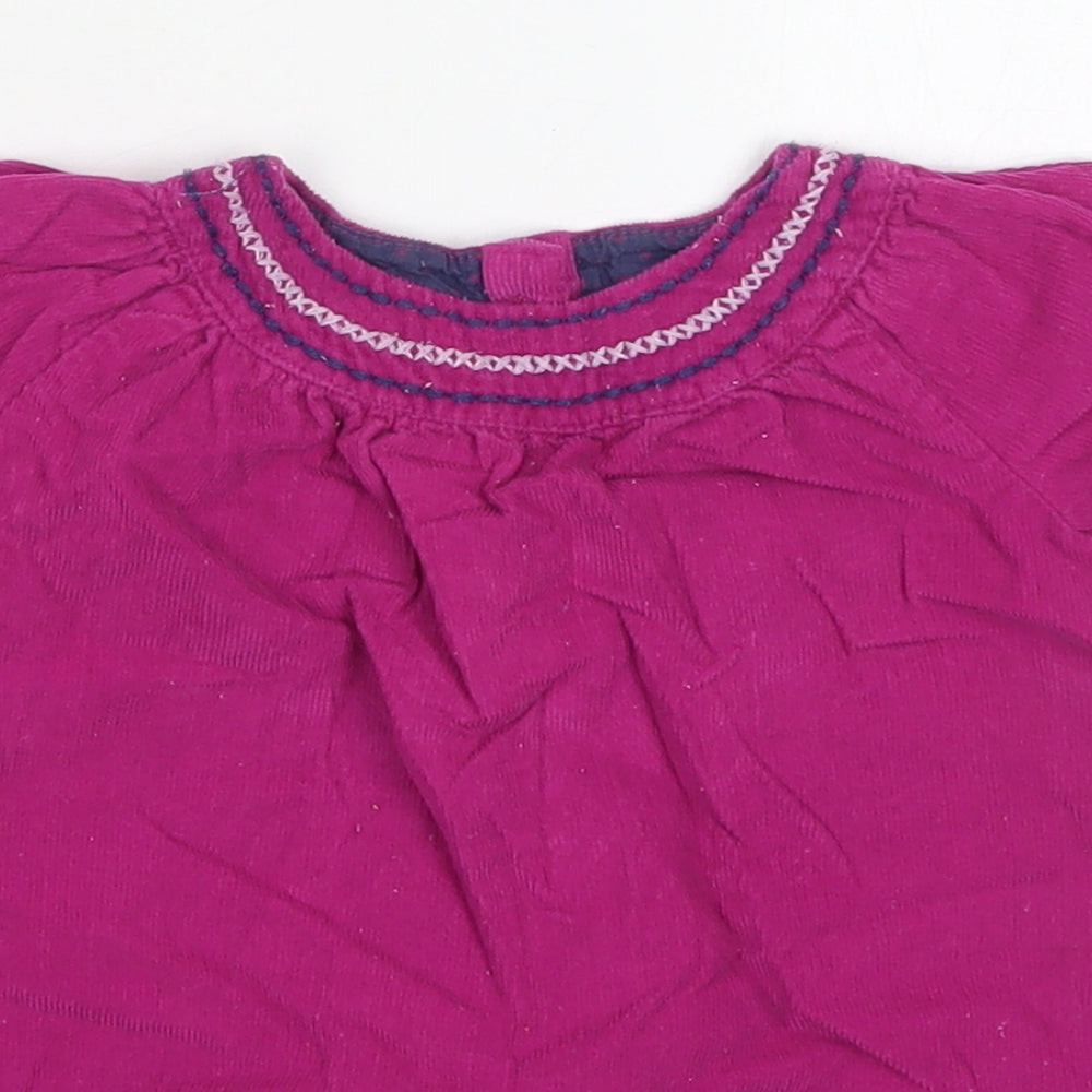 F&F Girls Pink  Cotton Basic T-Shirt Size 9-12 Months Round Neck Button
