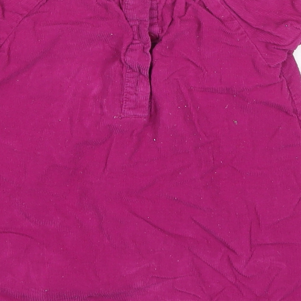 F&F Girls Pink  Cotton Basic T-Shirt Size 9-12 Months Round Neck Button