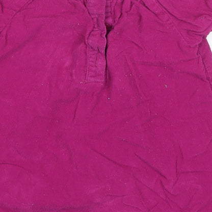 F&F Girls Pink  Cotton Basic T-Shirt Size 9-12 Months Round Neck Button