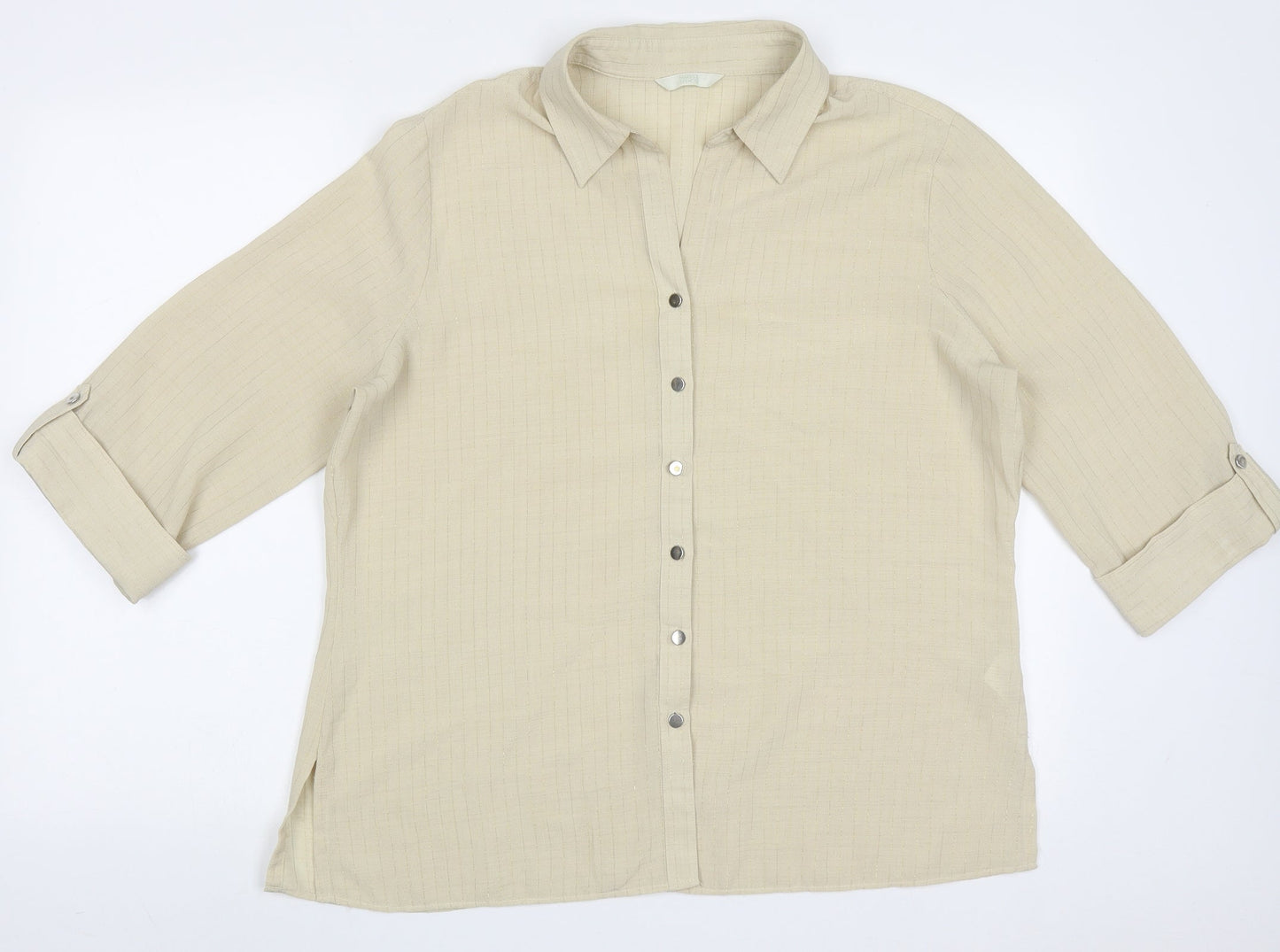 Womens UK Size 14 Marks and Spencer Yellow Basic Button-Up