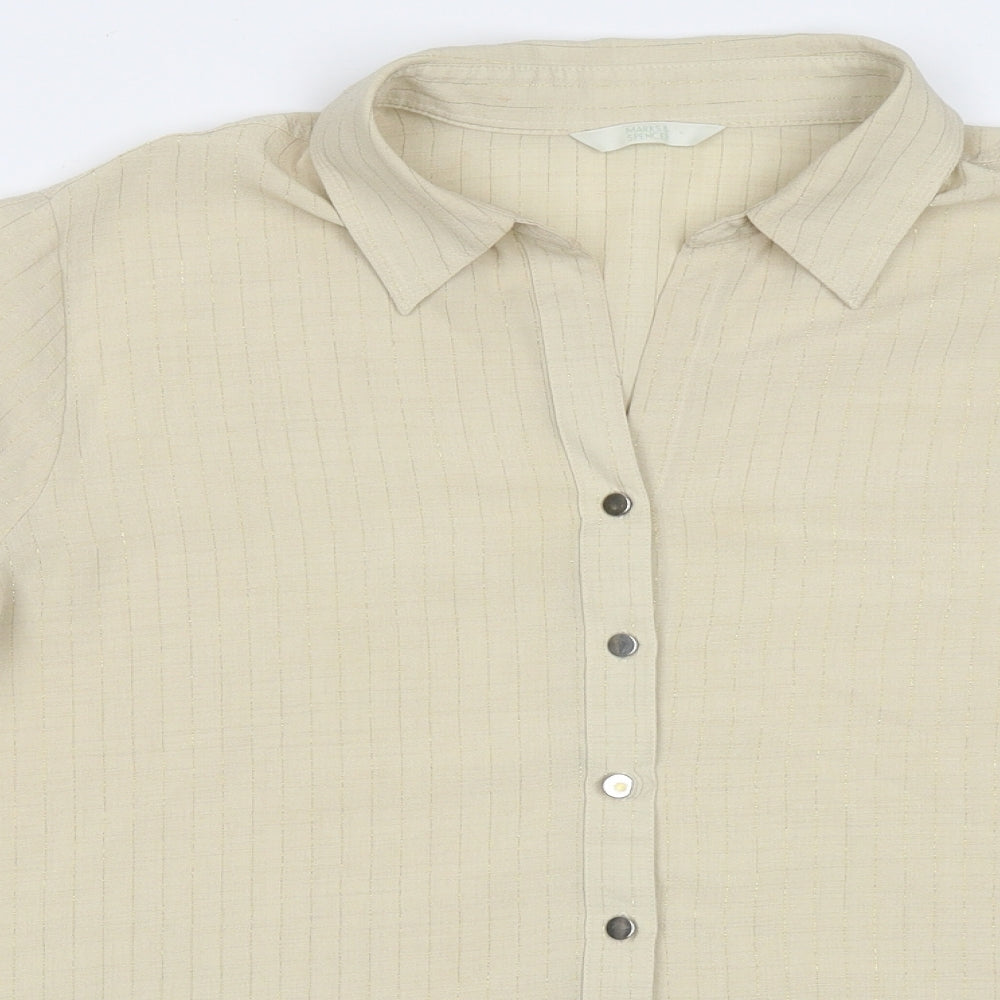 Womens UK Size 14 Marks and Spencer Yellow Basic Button-Up