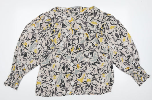 Fransa Womens Multicoloured Geometric Viscose Basic Blouse Size L Crew Neck