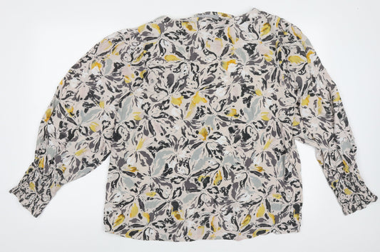 Fransa Womens Multicoloured Geometric Viscose Basic Blouse Size L Crew Neck