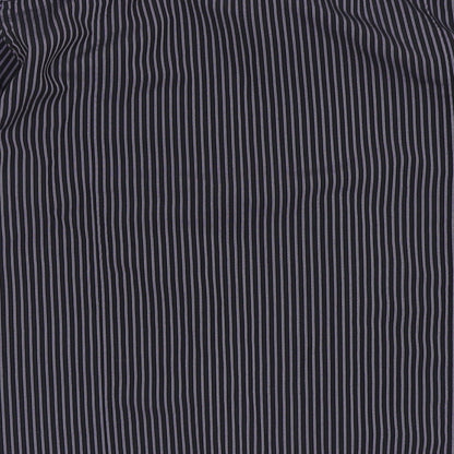 REMUS Mens Purple Striped Polyester  Button-Up Size M Collared Button