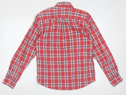 Cedar Wood State Mens Red Check Cotton  Button-Up Size M Collared Button