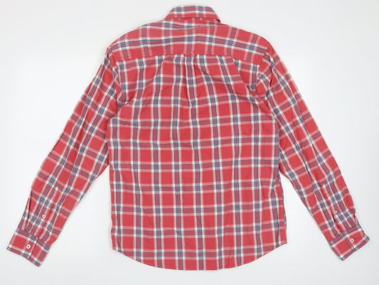 Cedar Wood State Mens Red Check Cotton  Button-Up Size M Collared Button