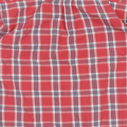 Cedar Wood State Mens Red Check Cotton  Button-Up Size M Collared Button
