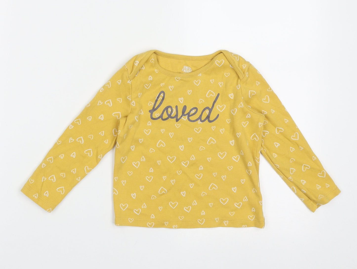 F&F Girls Yellow Geometric Cotton  Casual Size 18-24 Months Crew Neck Pullover - Lovely
