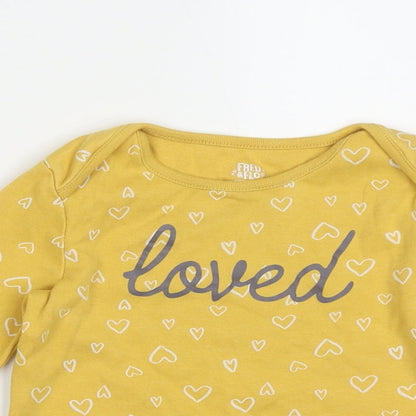 F&F Girls Yellow Geometric Cotton  Casual Size 18-24 Months Crew Neck Pullover - Lovely
