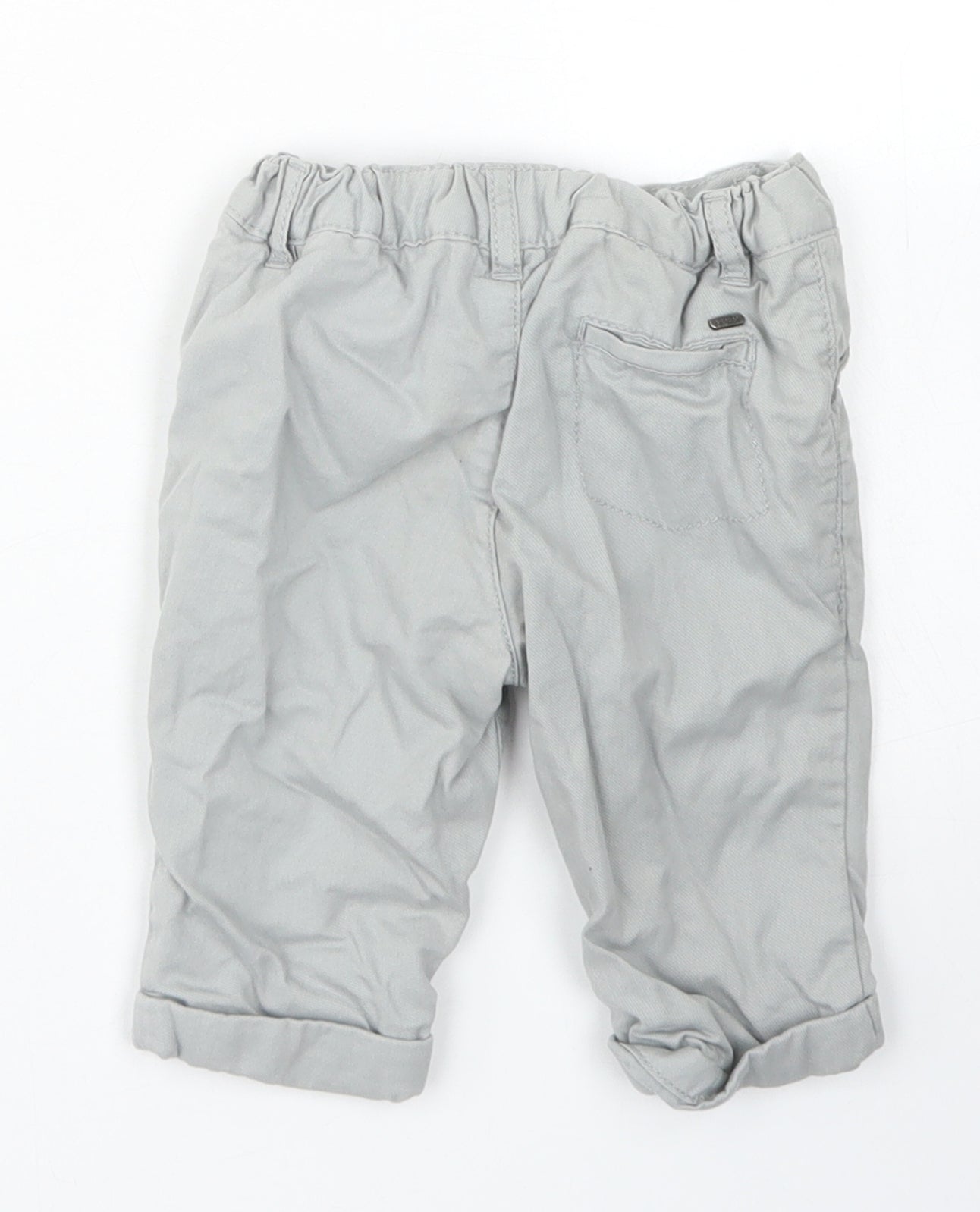 M&S Boys Grey  Cotton Capri Trousers Size 3-6 Months  Button