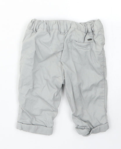 M&S Boys Grey  Cotton Capri Trousers Size 3-6 Months  Button