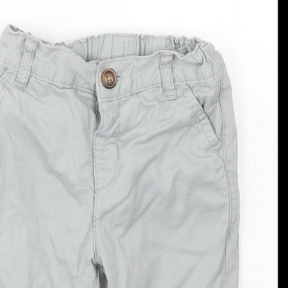 M&S Boys Grey  Cotton Capri Trousers Size 3-6 Months  Button