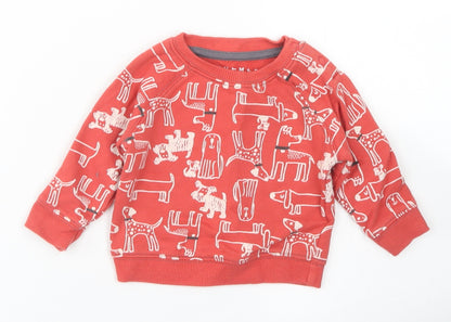 Nutmeg Boys Red Spotted Cotton Pullover Jumper Size 3-6 Months  Snap - Dog Print