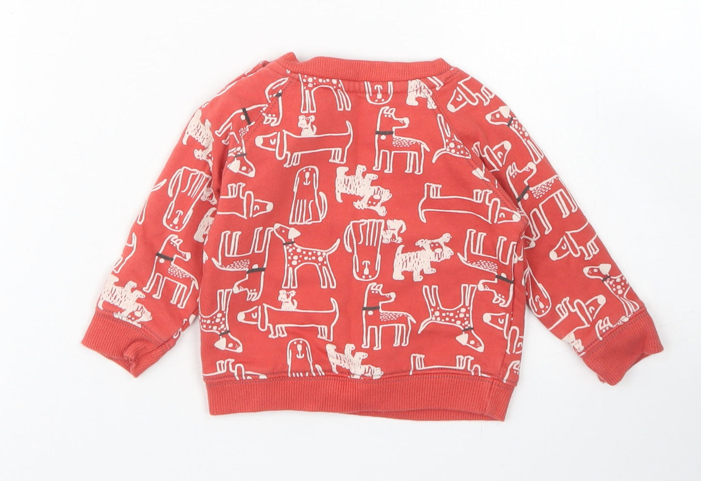 Nutmeg Boys Red Spotted Cotton Pullover Jumper Size 3-6 Months  Snap - Dog Print