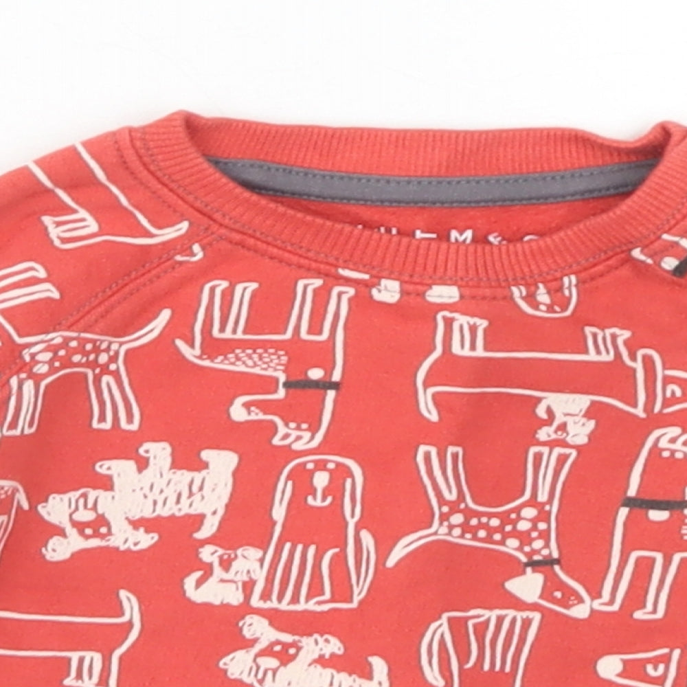 Nutmeg Boys Red Spotted Cotton Pullover Jumper Size 3-6 Months  Snap - Dog Print