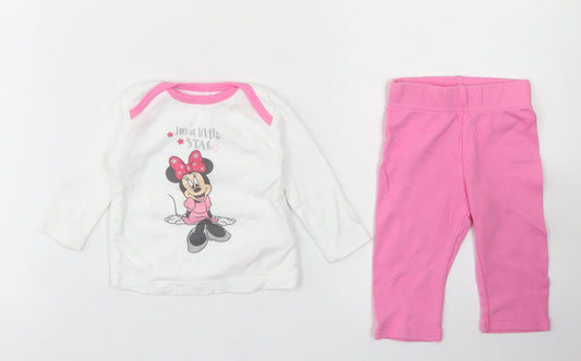 Disney Baby Girls Pink Solid Cotton Capri Pyjama Set Size Newborn   - Minnie Mosue