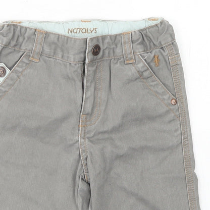 Natalys Boys Grey  Cotton Capri Jeans Size 12 Months  Hook & Eye