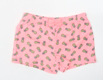 Primark Girls Pink Spotted Cotton Cropped Trousers Size 9-12 Months   - Pineapple Print