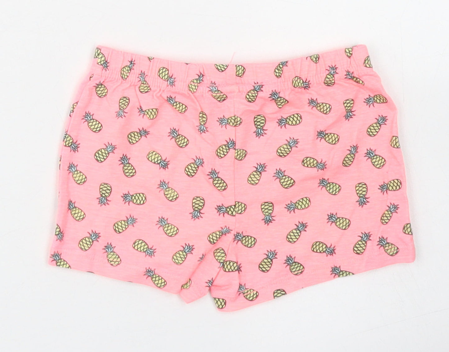 Primark Girls Pink Spotted Cotton Cropped Trousers Size 9-12 Months   - Pineapple Print