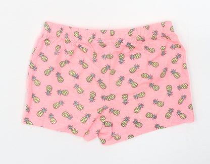 Primark Girls Pink Spotted Cotton Cropped Trousers Size 9-12 Months   - Pineapple Print