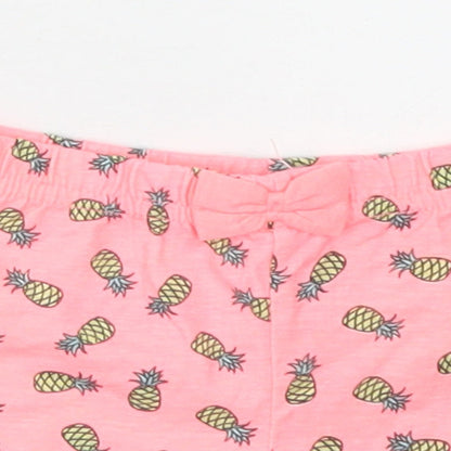 Primark Girls Pink Spotted Cotton Cropped Trousers Size 9-12 Months   - Pineapple Print