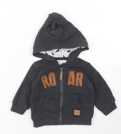 F&F Boys Grey   Jacket  Size 0-3 Months   Zip - Dinosaur hood