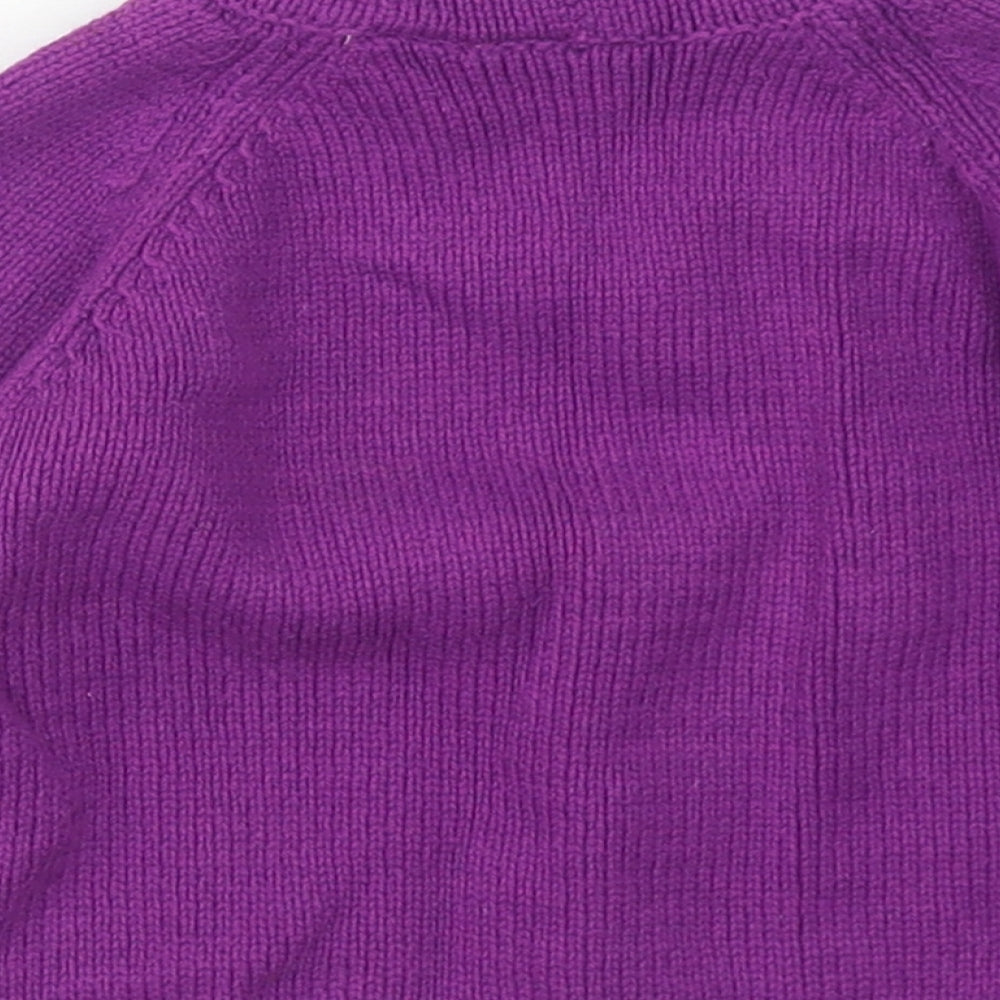 L.L. Bean Girls Purple  Cotton Pullover Jumper Size 6-9 Months   - Bear