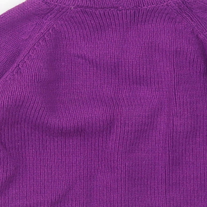 L.L. Bean Girls Purple  Cotton Pullover Jumper Size 6-9 Months   - Bear