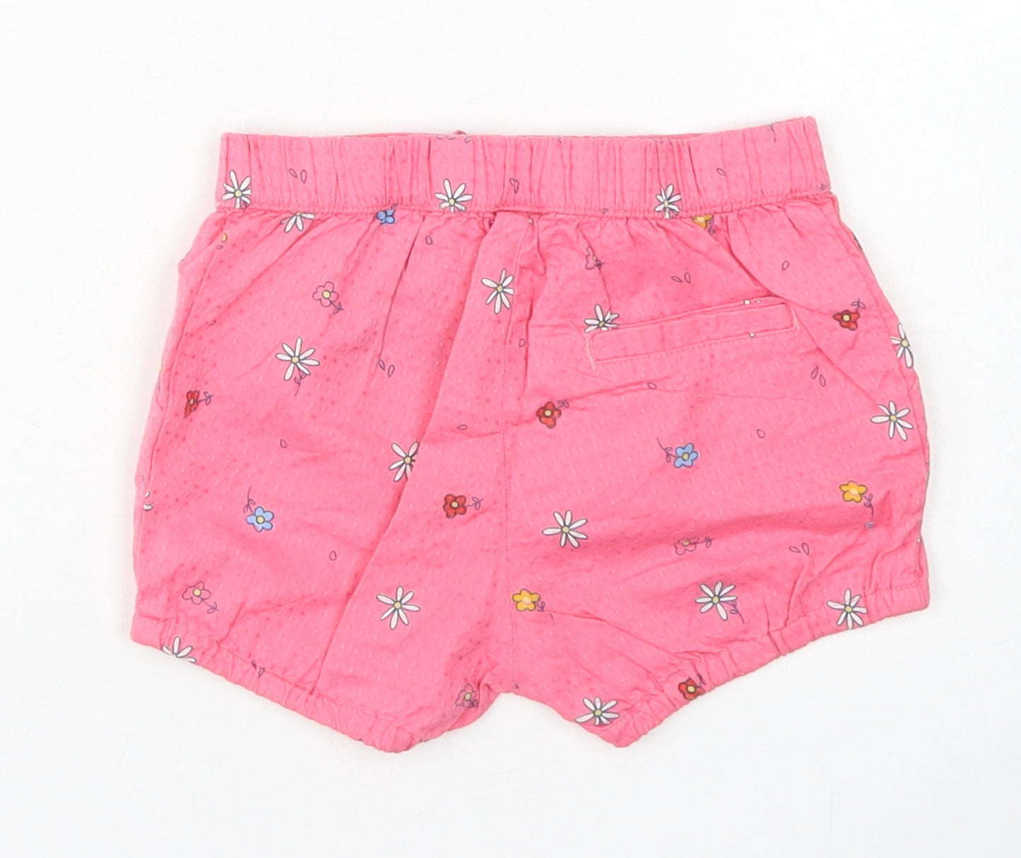 H&M Girls Pink Floral Cotton Cropped Trousers Size 6-9 Months