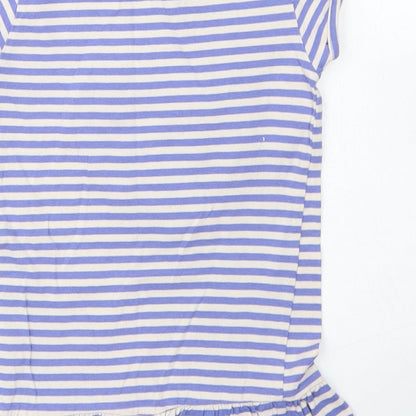 Young Dimension Girls Blue Striped Cotton Basic T-Shirt Size 3-4 Years Crew Neck