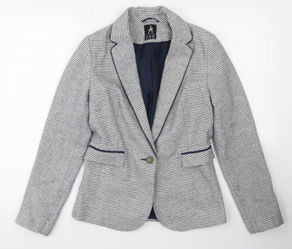 Atmosphere Womens Blue Striped Polyester Jacket Blazer Size 10