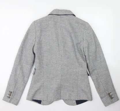 Atmosphere Womens Blue Striped Polyester Jacket Blazer Size 10