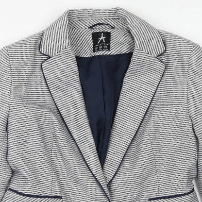 Atmosphere Womens Blue Striped Polyester Jacket Blazer Size 10