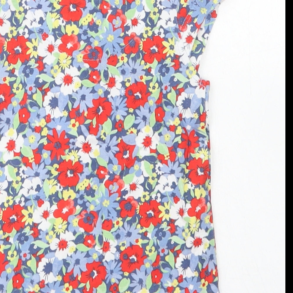 TU Girls Red Floral Cotton Basic T-Shirt Size 3-6 Months Crew Neck