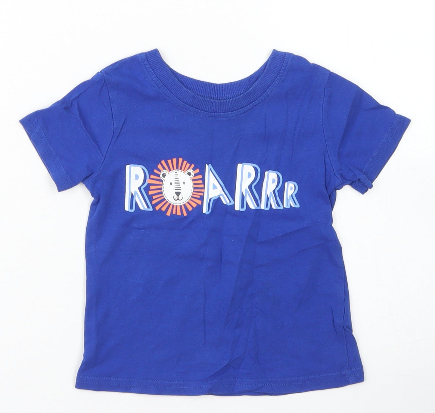 George Boys Black  Cotton Basic T-Shirt Size 9-12 Months Crew Neck  - Lion