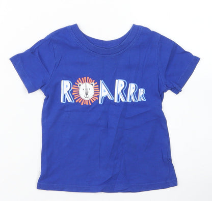George Boys Black  Cotton Basic T-Shirt Size 9-12 Months Crew Neck  - Lion