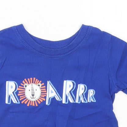 George Boys Black  Cotton Basic T-Shirt Size 9-12 Months Crew Neck  - Lion