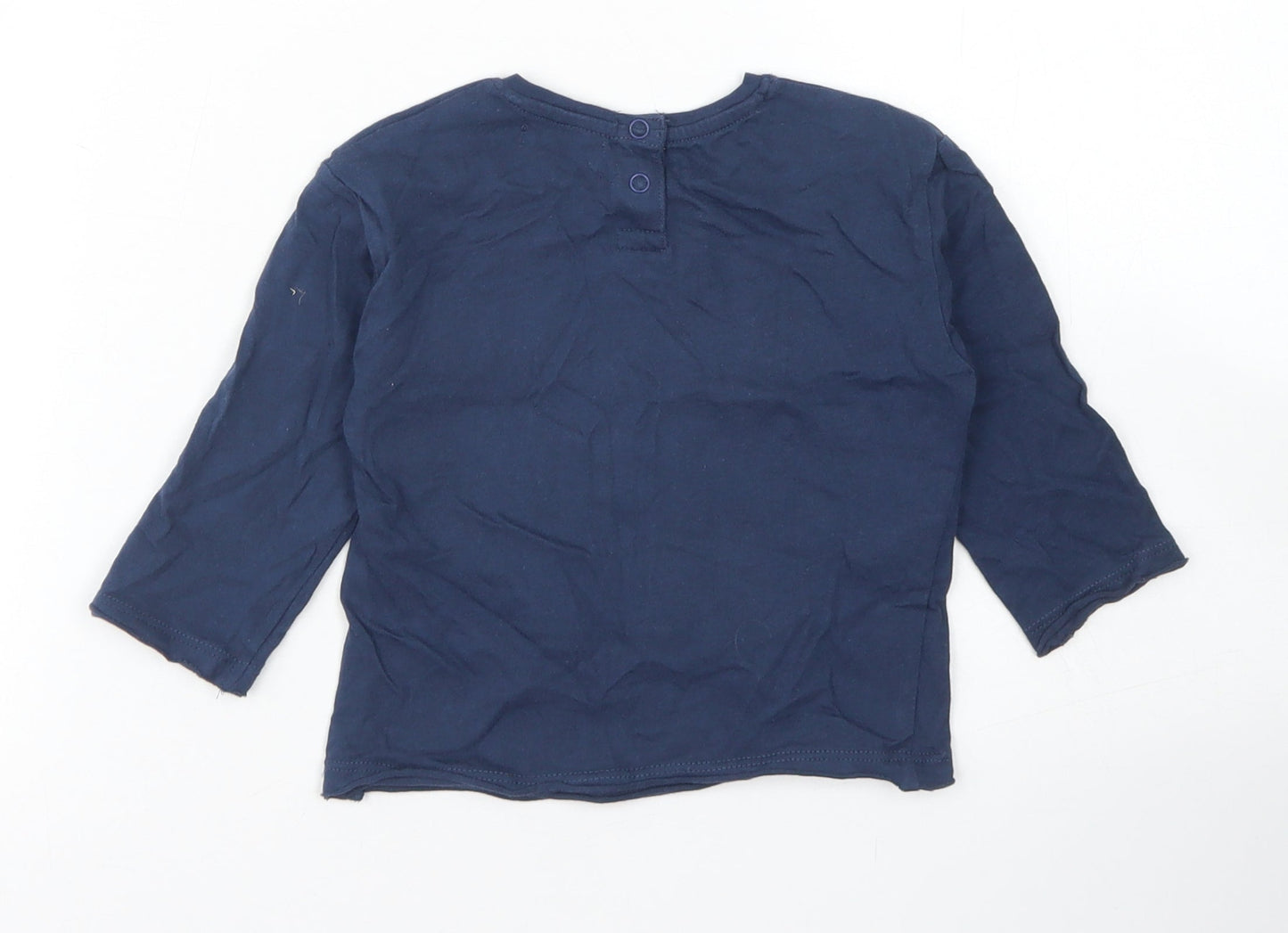 Mango Girls Blue  Cotton Basic T-Shirt Size 12-18 Months Crew Neck Snap - Just be you