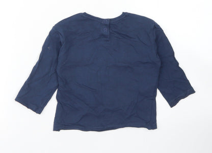 Mango Girls Blue  Cotton Basic T-Shirt Size 12-18 Months Crew Neck Snap - Just be you