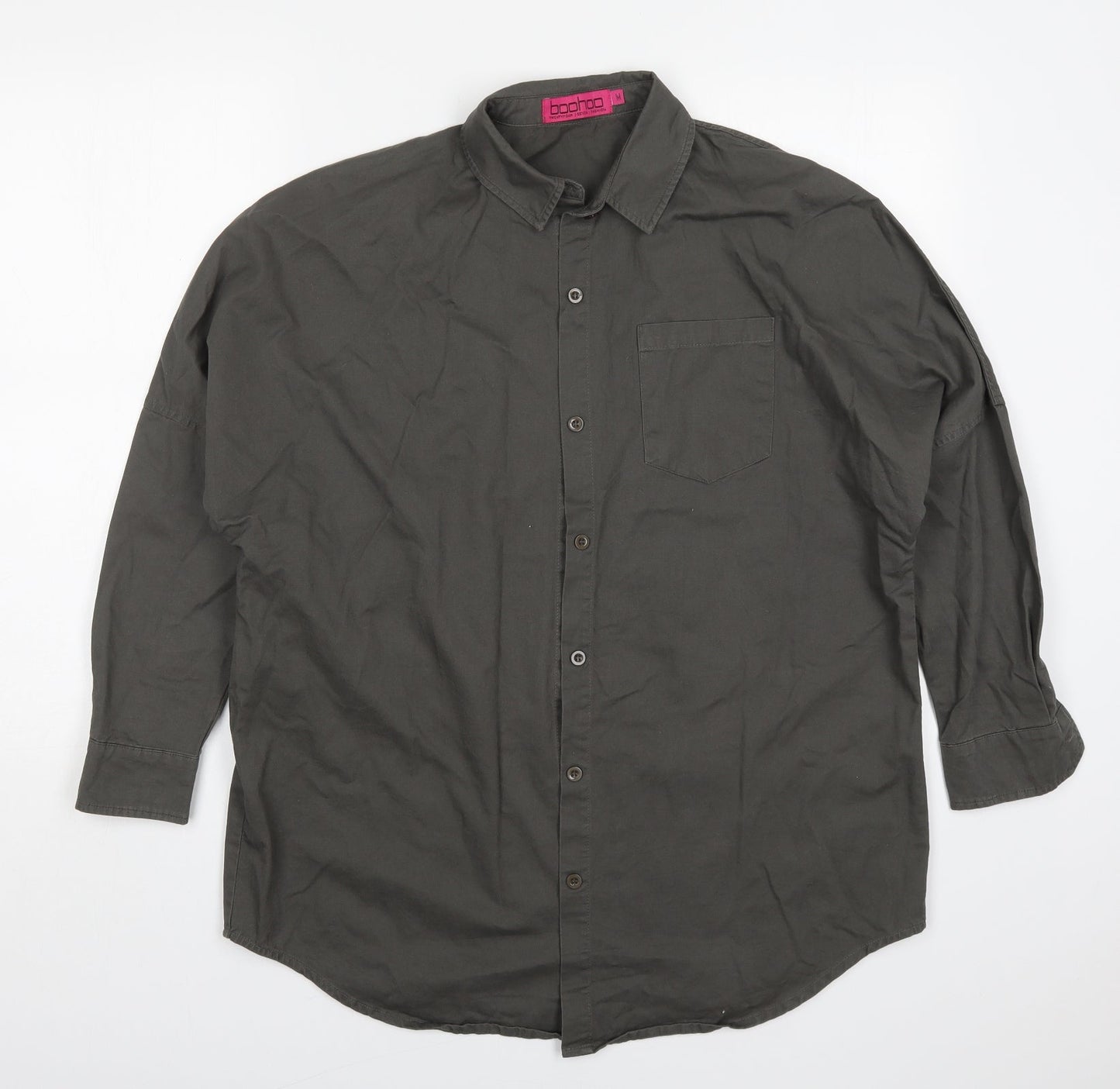 Womens UK Size M New Look Grey Basic Button-Up
