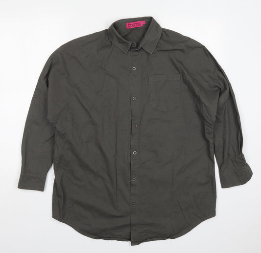 Womens UK Size M New Look Grey Basic Button-Up