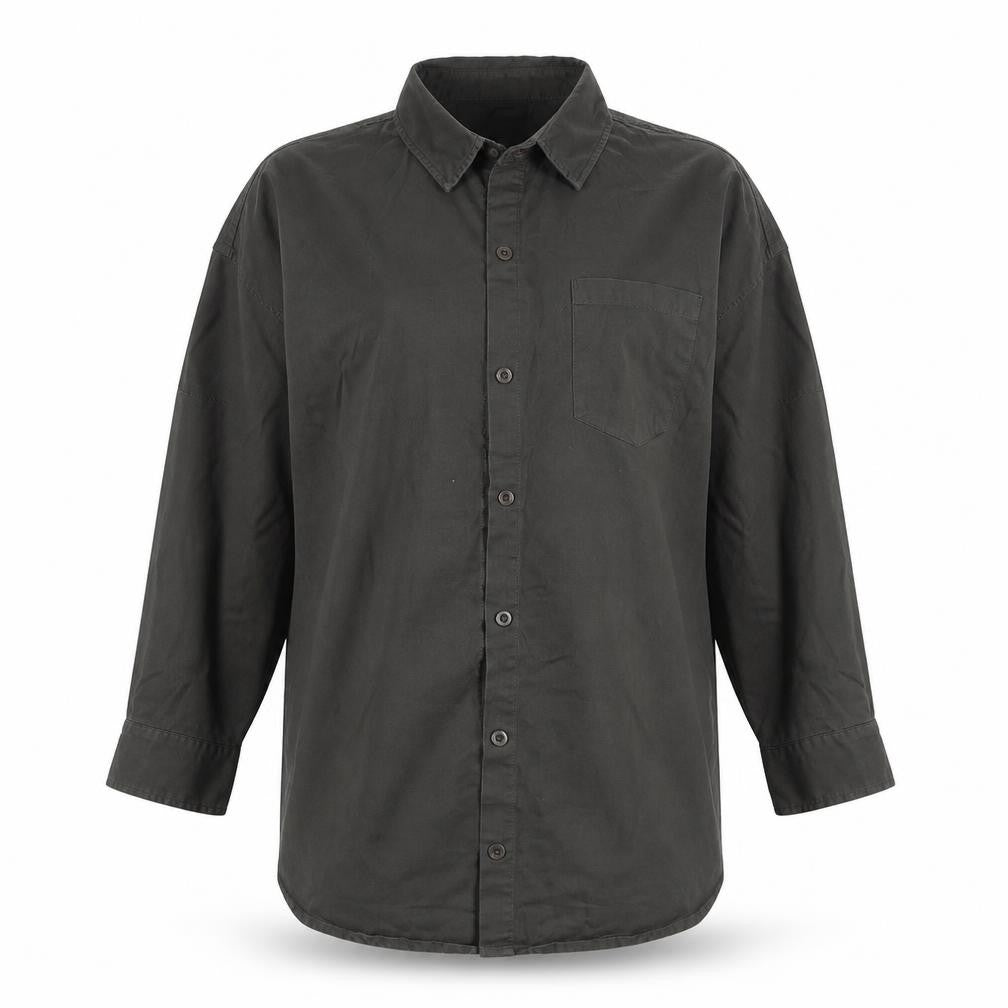 Womens UK Size M New Look Grey Basic Button-Up