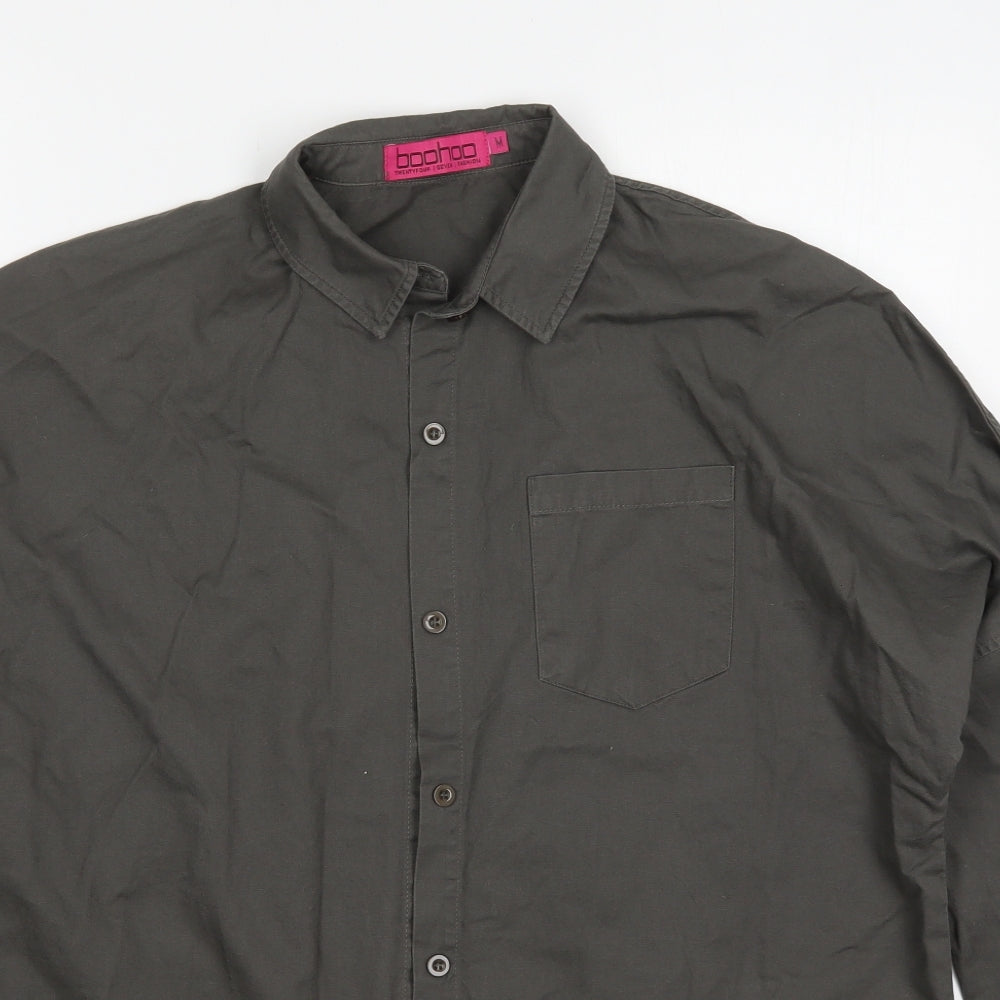 Womens UK Size M New Look Grey Basic Button-Up
