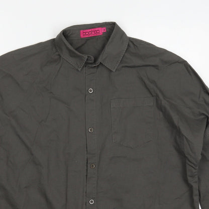 Womens UK Size M New Look Grey Basic Button-Up