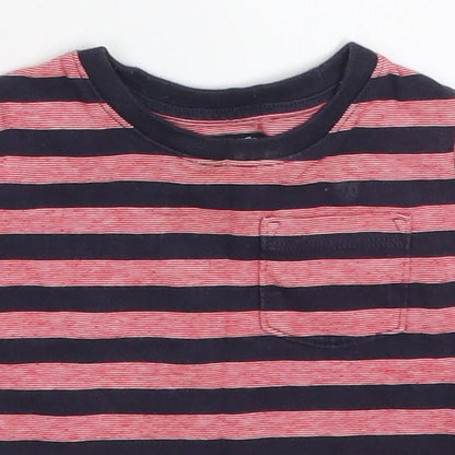 Gap Boys Red Striped Cotton Basic T-Shirt Size 6-9 Months Crew Neck Pullover
