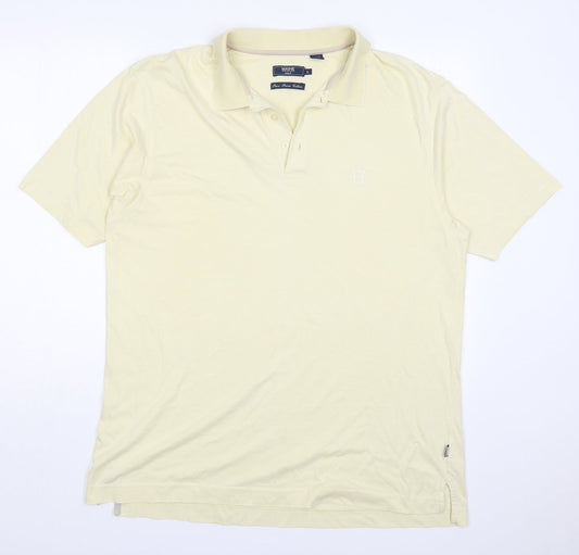 Maine Mens Yellow  Cotton  Polo Size XL Collared Pullover