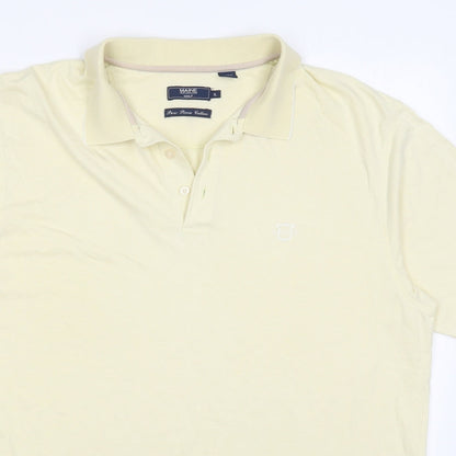 Maine Mens Yellow  Cotton  Polo Size XL Collared Pullover