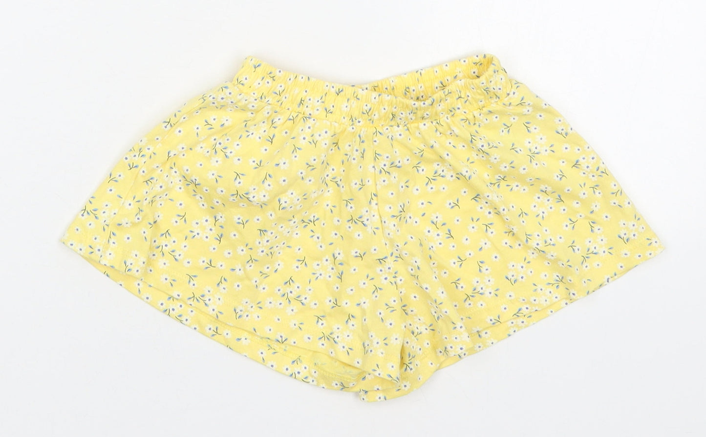 Mothercare Girls Yellow Floral Cotton Cropped Trousers Size 3-6 Months   - Shorts