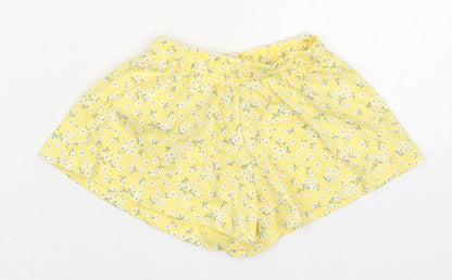 Mothercare Girls Yellow Floral Cotton Cropped Trousers Size 3-6 Months   - Shorts