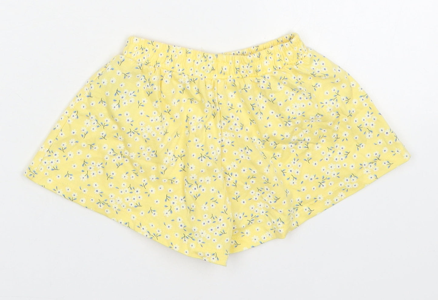 Mothercare Girls Yellow Floral Cotton Cropped Trousers Size 3-6 Months   - Shorts